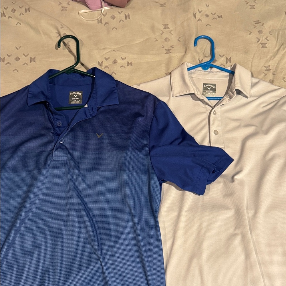 Callaway Men's Blue and White Polo Shirts (2)